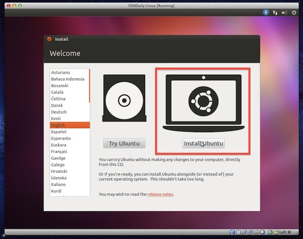 Installa Ubuntu Linux in VirtualBox