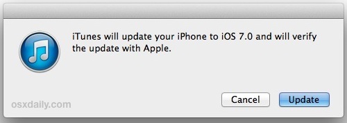 Aggiornamento a iOS 7 con iTunes manualmente