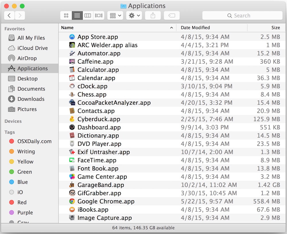 Vedi tutte le applicazioni su un Mac nella cartella Applicazioni di OS X