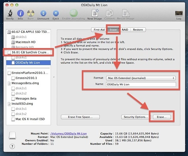 Formatta Drive come avviabile per Mac OS X Mountain Lion
