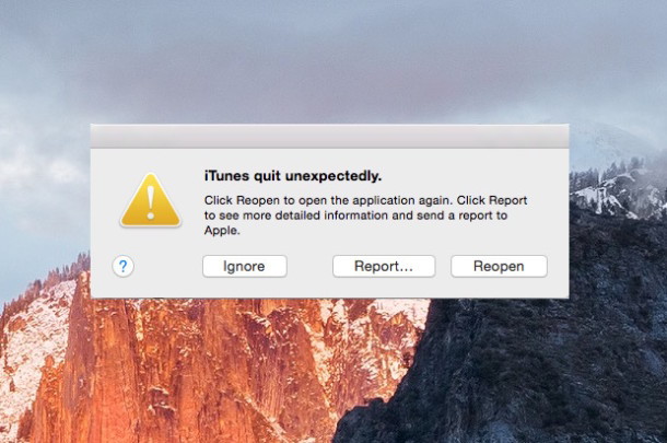 L'app ha chiuso inaspettatamente la finestra di rapporto del crash report in Mac OS X