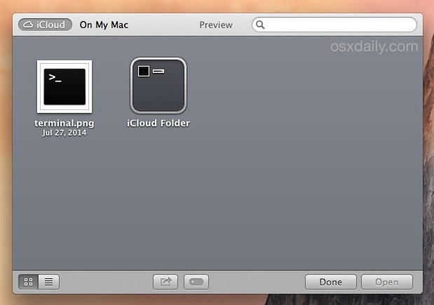Cartella iCloud creata da OS X iCloud File Browser