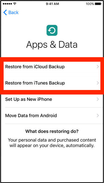 Ripristina iPhone dal backup per migrare tutti i dati