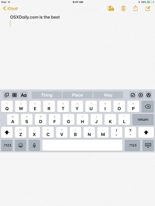 La tastiera dell'iPad può essere spostata sullo schermo per facilitare la digitazione e l'accesso
