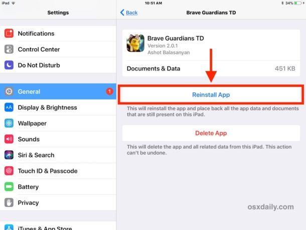 Come reinstallare un'app offload in iOS