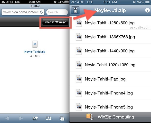 Apri i file zip su iPhone o iPad