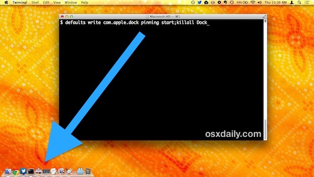 Il Dock è bloccato nell'angolo in basso dello schermo in Mac OS X.