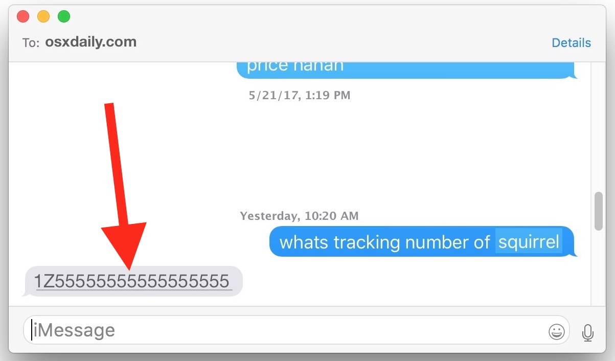 Traccia un pacchetto tenendo traccia del numero su Mac OS