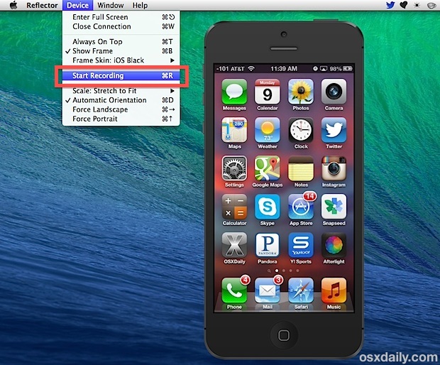 Registrazione dello schermo di un iPhone, iPad o iPod touch con Reflector