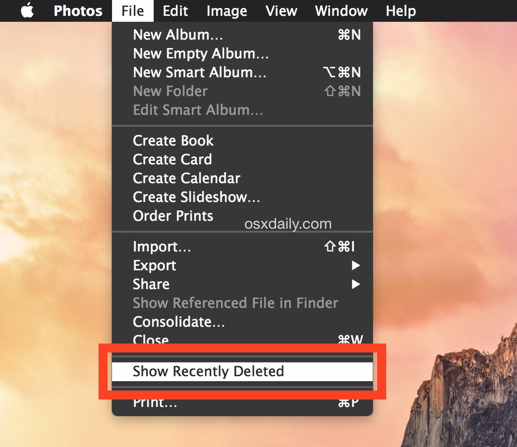 Mostra la libreria di foto eliminate di recente per recuperare le immagini rimosse su Mac