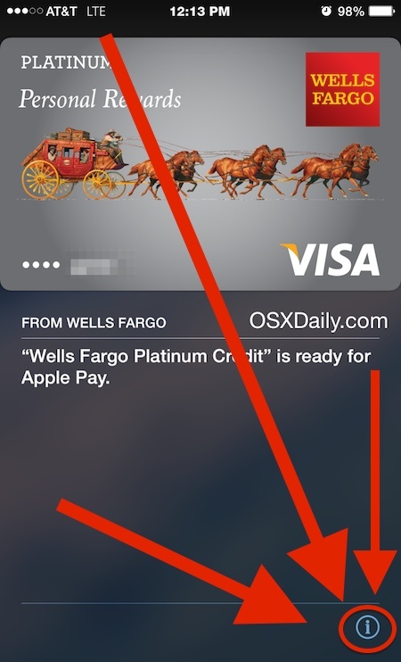 Ottieni informazioni su una carta memorizzata in Apple Pay per rimuoverla
