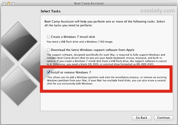 Rimuovi la partizione Windows Boot Camp da un Mac