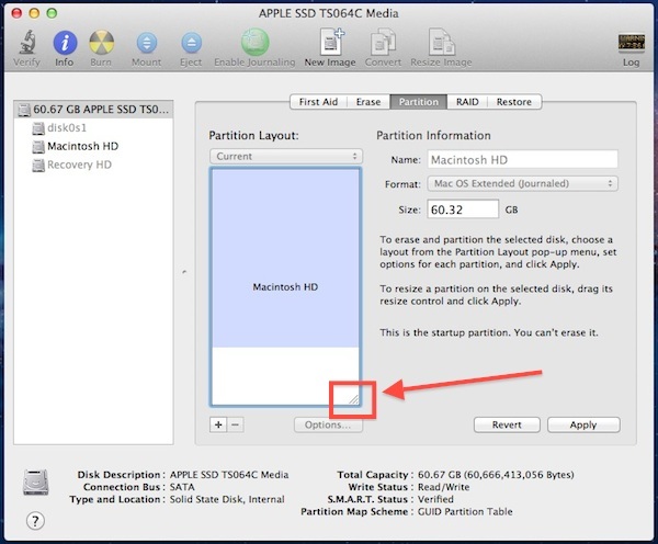 Ridimensiona una partizione in Mac OS X