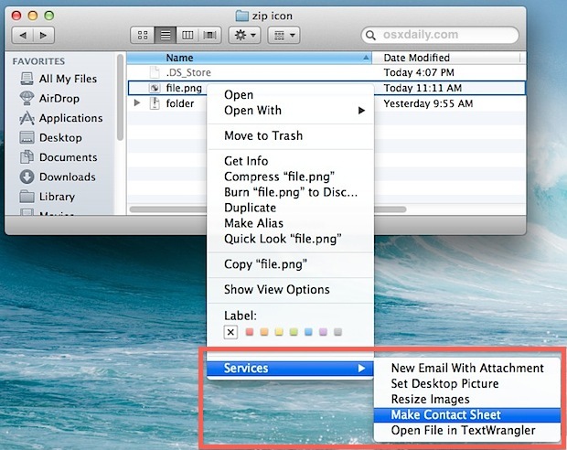 Pulisci il menu contestuale Servizi in Mac OS X.