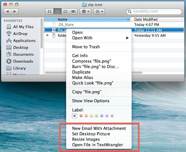 Menu Servizi ripulito e elemento eliminato dal menu in Mac OS X