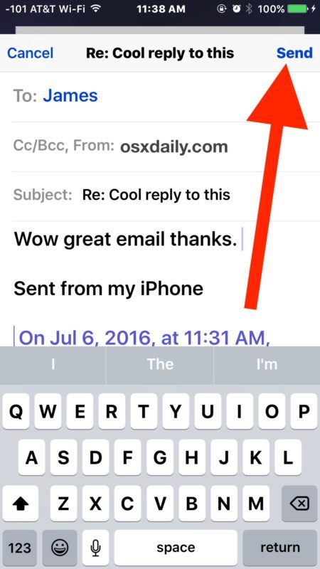 Invia una risposta via email nell'app iOS Mail per iPhone