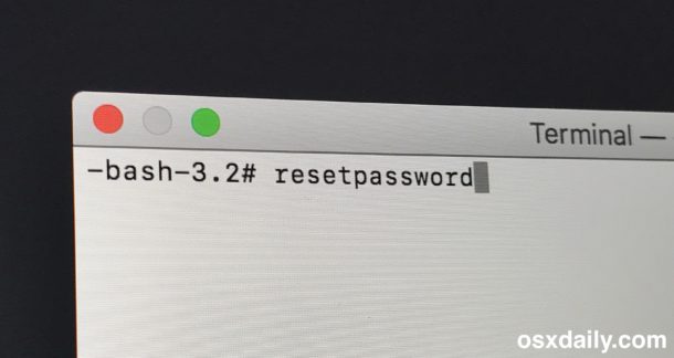 Reimpostazione della password di amministratore in MacOS