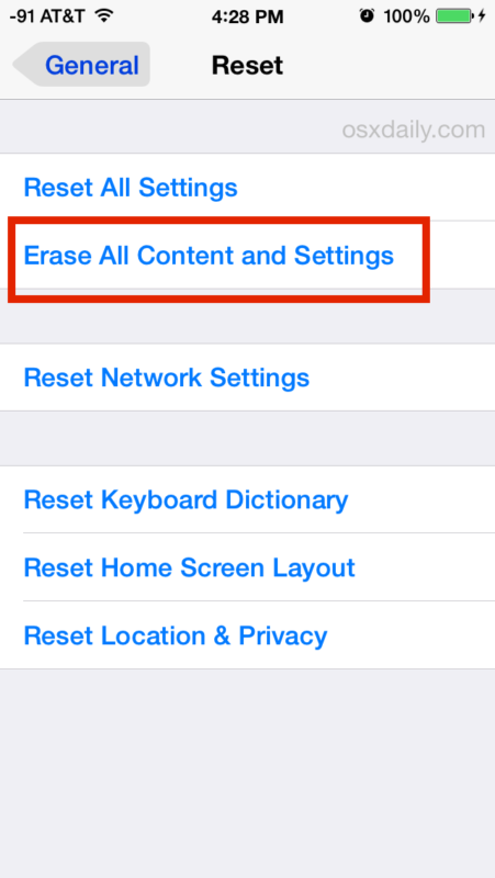 Cancellare il dispositivo per rimuovere il codice di accesso alle restrizioni in iOS