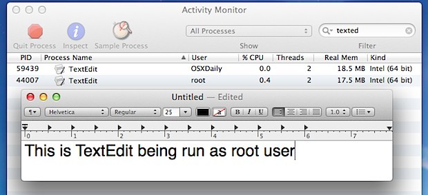 Applicazione GUI in esecuzione come utente root in Mac OS X