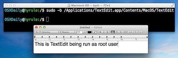 Avvia un'applicazione GUI come root in Mac OS X