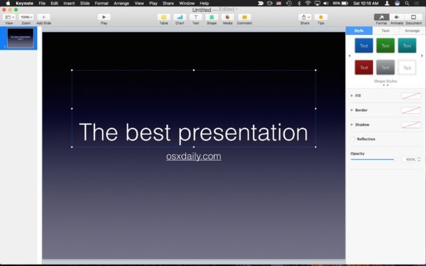 Salvataggio di un file di note chiave come Powerpoint su Mac