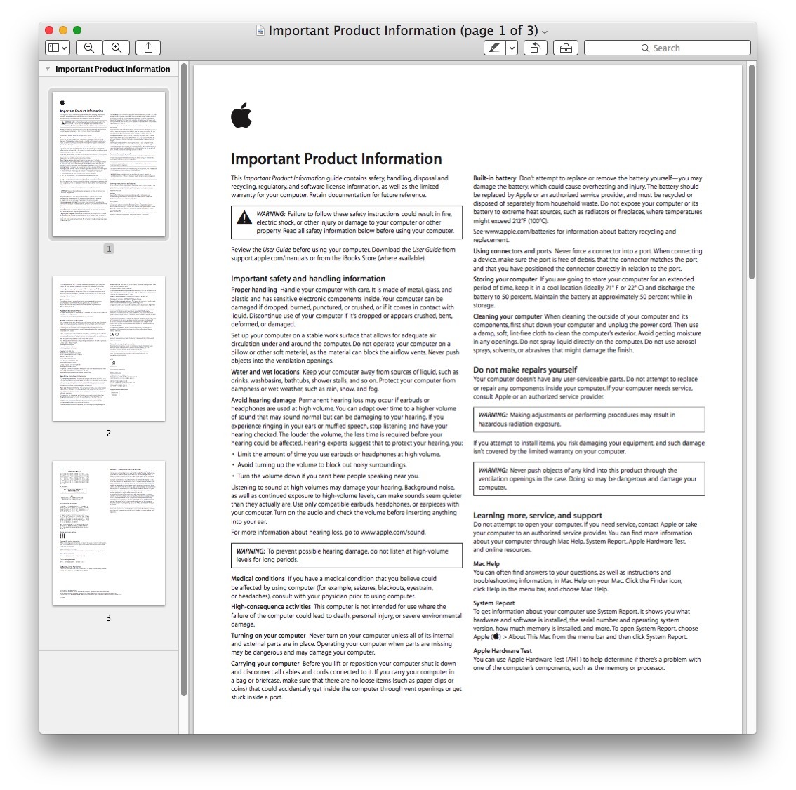 Un file PDF aperto in Anteprima su Mac pronto per la ricerca