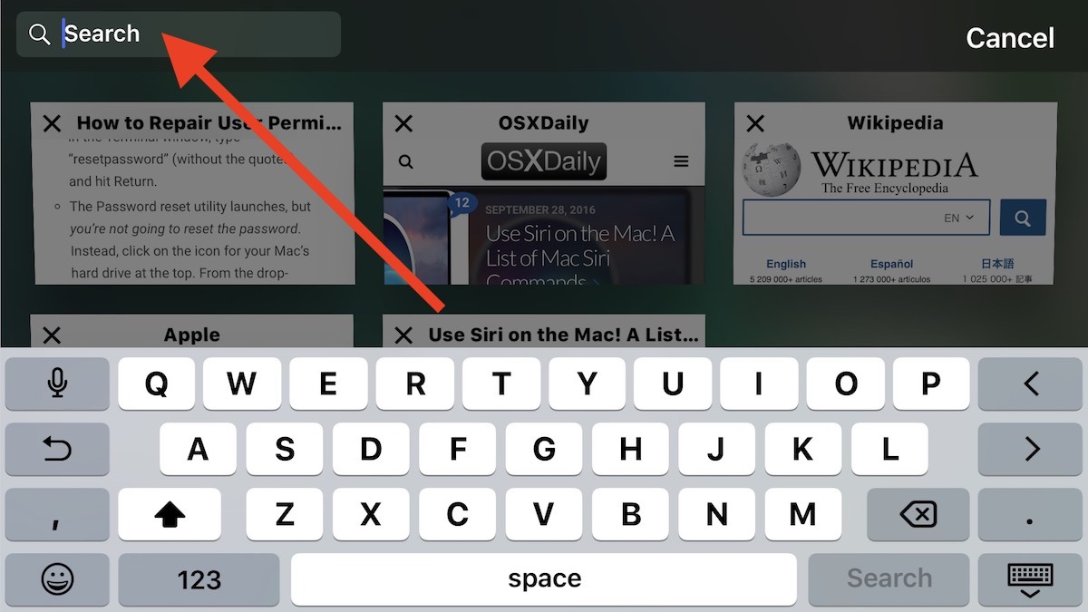 Come cercare le schede di Safari in iOS