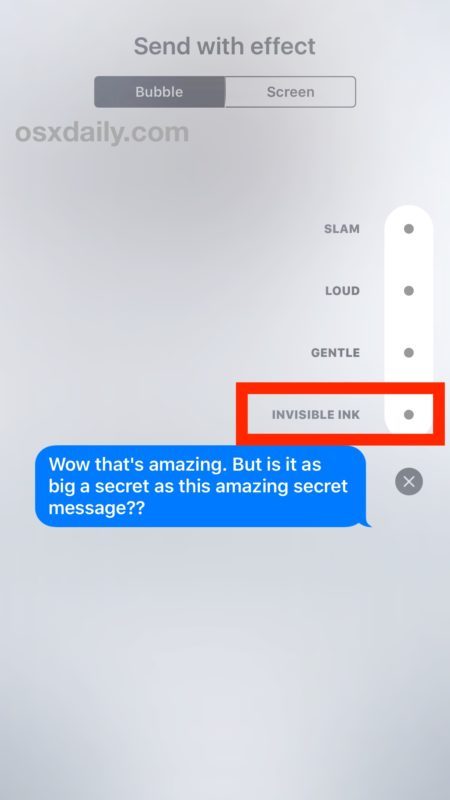 Come inviare un messaggio di inchiostro invisibile su iOS