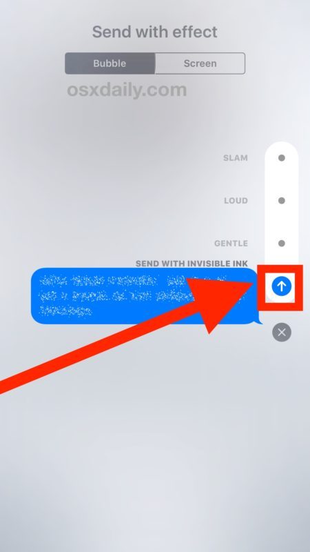 Invio del messaggio di inchiostro invisibile su iPhone