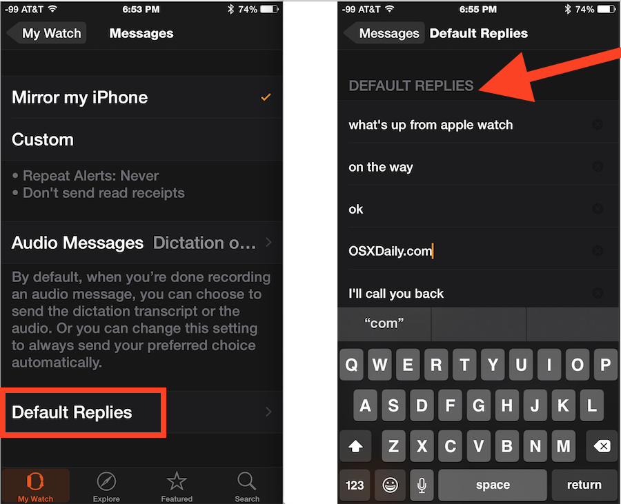 Come cambiare i messaggi di risposta rapida personalizzati su Apple Watch