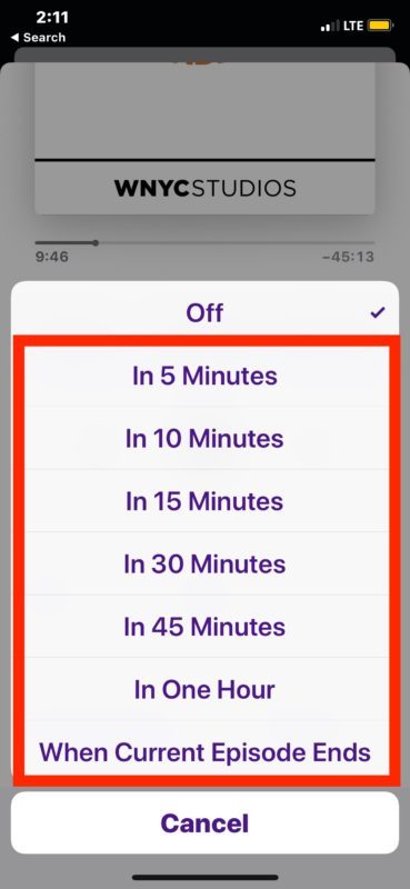 Come impostare uno sleep timer per podcast su iPhone