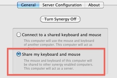 Condividi tastiera e mouse in Synergy