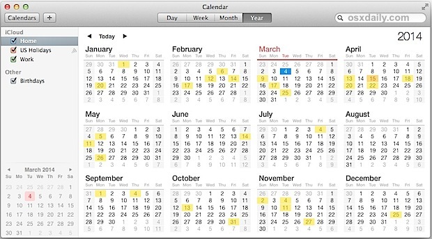 Mostra festività nell'app Calendario di Mac OS X