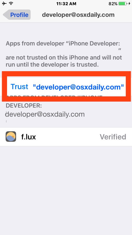 Affidati all'account sviluppatore che hai aggiunto al sideload delle app sul dispositivo iOS