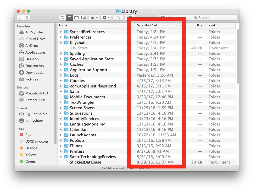 Ordina i file per data modificata sul Mac