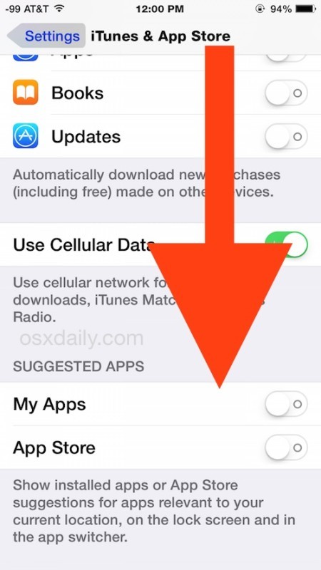 Disattiva le app suggerite nelle Impostazioni iOS