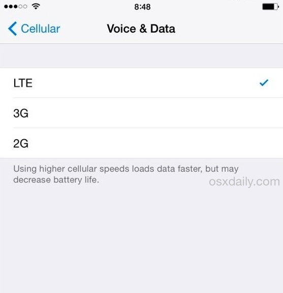 Cambia la velocità dei dati cellulari su un iPhone