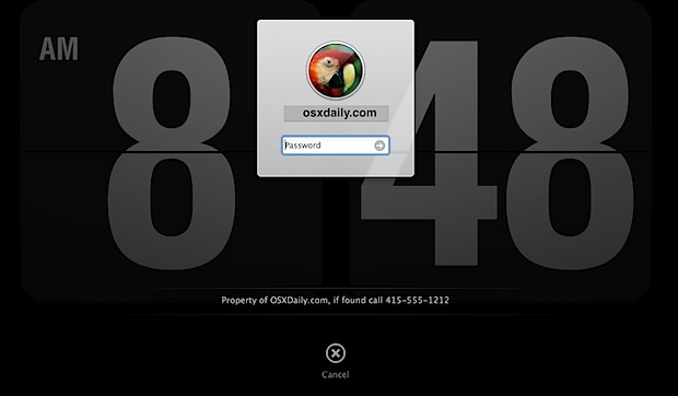 Uno screenshot di una schermata di accesso Mac in OS X Mavericks