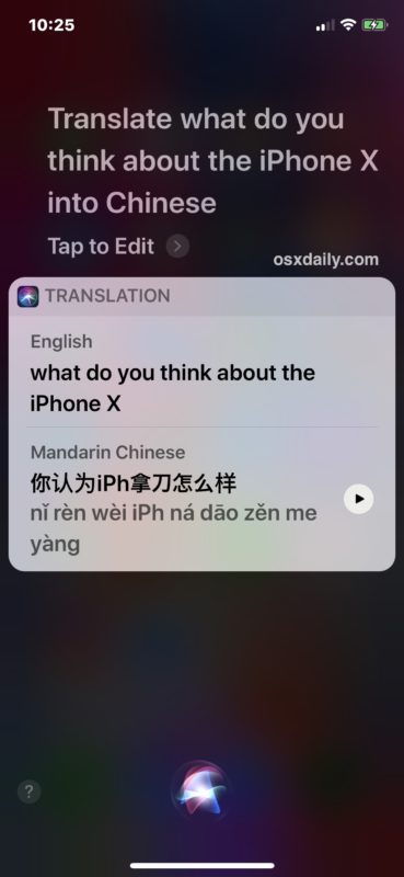 Traduci con Siri