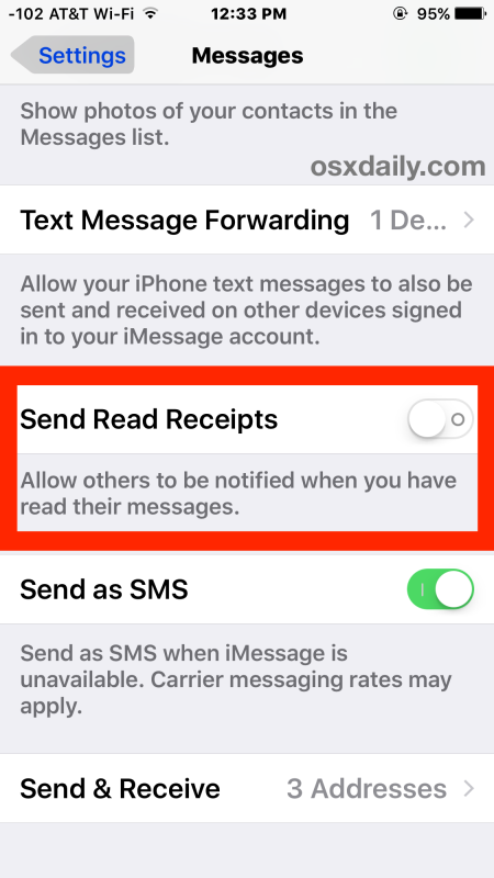Disabilita le conferme di lettura in Messaggi per iOS