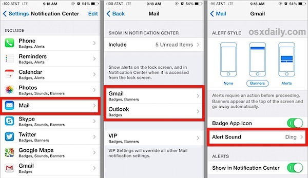 Disattiva il nuovo suono di avviso e-mail in iOS
