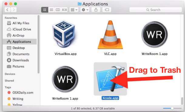 Disinstallare Xcode da Mac OS X