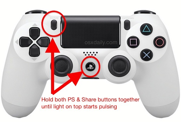 Collega il controller PS4 al Mac posizionandolo in modalità di associazione
