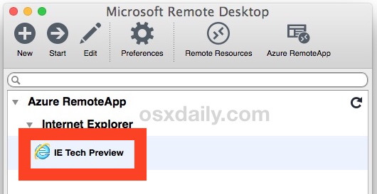 Avvia IE Tech Preview per eseguire Internet Explorer 11 in Mac OS X