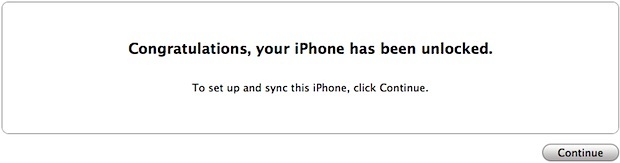 Messaggio iPhone 4S sbloccato in iTunes