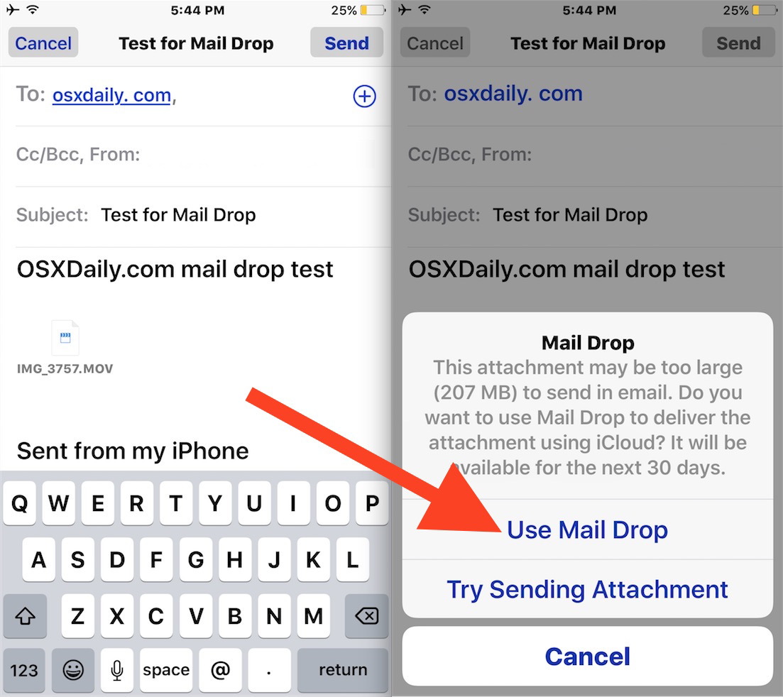 Come utilizzare Mail Drop nell'app IOS Mail per file di grandi dimensioni