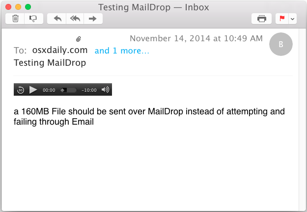 Ricezione di un file di eliminazione della posta nell'app per Mac OS X Mail