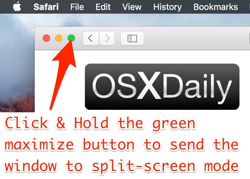 Entra in Split View con il pulsante verde su Mac