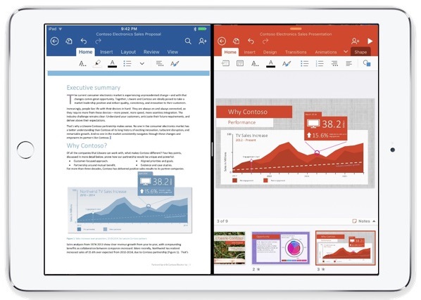 Dividi multitasking di visualizzazione con Microsoft Office su iPad