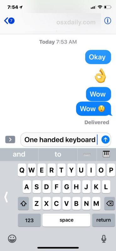 La tastiera One Handed su iPhone